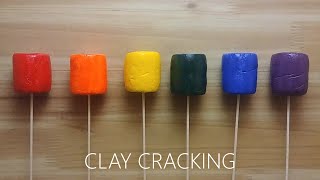 Rainbow marshmallow clay cracking 2 천사점토 무지개 마시멜로우 점토 부수기 2 [upl. by Red]