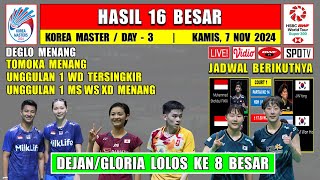 Hasil 16 Besar Korea Master 2024 Hari Day 3  DEJANGLORIA Menang  Unggulan 1 WD Tersingkir [upl. by Alegnasor]