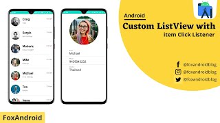 Custom Listview with item click in Android  Listview in Android Studio  Custom Listview [upl. by Pestana879]