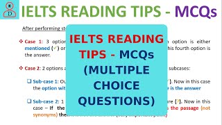 IELTS READING TIPS MCQs MULTIPLE CHOICE QUESTIONS [upl. by Eylrac956]