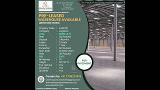 6000SQ FT PRELEASED WAREHOUSE PROPERTY AVAILABLE FOR INVESTMENT IN BHIWANDI FOR INVESTMENT BANKER [upl. by Wojcik386]