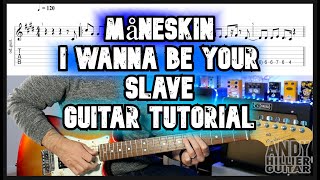 Måneskin  I WANNA BE YOUR SLAVE Guitar Tutorial [upl. by Lydia68]