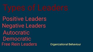 Types of LeadersPositiveNegativeAutocraticDemocraticFree Rein Leaders [upl. by Dallon]