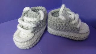 p2 How to crochet My easy new born baby converse style slippers [upl. by Crandall524]