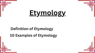 Etymology with Examples  Word Formation [upl. by Ahseiym]