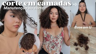 Cortando o cabelo sozinha  sem tirar o comprimento manutenção corte em camadas base em U ˙•✧༅ [upl. by Anabahs]