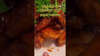 AlitasBBQen el Air fryer y papas majadas deliciosa [upl. by Kcolttam749]