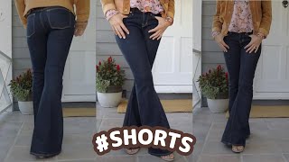 DIY NOSEW Bell Bottom Jeans Easy Hack  DIY with Orly Shani shorts [upl. by Lanette]