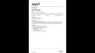 AQA A Level Sociology Question Paper 2 2024 7192 2 Topics In Sociology [upl. by Letti]