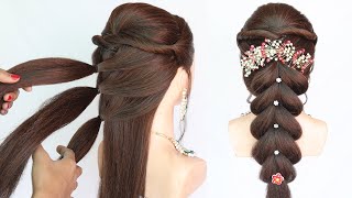 simple hairstyle for wedding function  hairstyle for girls  trendy hairstyle for long hair [upl. by Calondra]