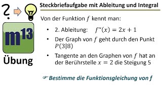 weitere Steckbriefaufgabe mit Ableitung und Integralrechnung [upl. by Letsirhc770]