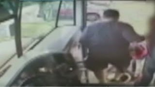 Bus driver physically kicks kid off bus [upl. by Anibla331]