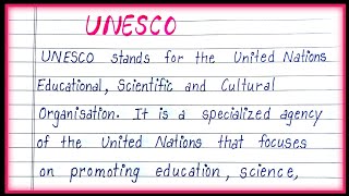 About UNESCO in English Few Lines on UNESCO [upl. by Ky]