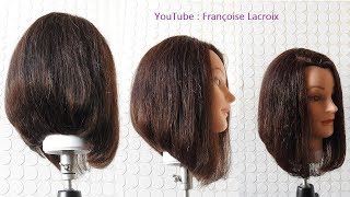 Coupe de cheveux carré plongeant dégradé  ALine Bob haircut tutorial  Corte de pelo Bob en capas [upl. by Onairpic]