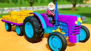 Wheels On The Tractor Farm Vehicle Song  More Nursery Rhymes for Kids [upl. by Kolosick]