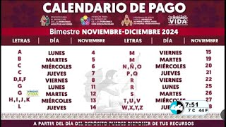 🚨💰 Pensión Bienestar Calendario OFICIAL de pago noviembrediciembre 2024 [upl. by Anirok]