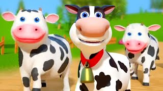 Five Little Cows Counting Song and Animal Cartoon Videos for Kids [upl. by Niatsirhc760]