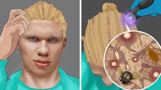 ASMR Head Lice Removal amp seborrheic dermatitis treatment for Erling Haaland  WOW Brain Satisfying [upl. by Simson]