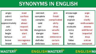 Learn 150 Common Synonyms Words in English to Improve your Vocabulary [upl. by Yrram143]