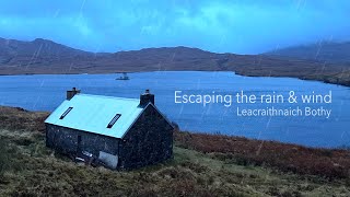 Leacraithnaich Bothy  Scottish bothy overnighter in rain and wind [upl. by Ynittirb]