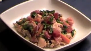 Recette  Blanquette de saumon au jambon de Parme et basilic par Bridélice [upl. by Luedtke6]