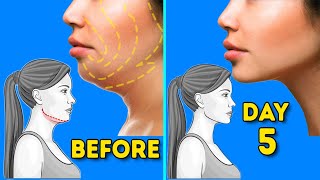 DOUBLE CHIN FAT amp FACE LIFT  5 DAYS FACE WORKOUT [upl. by Hullda]