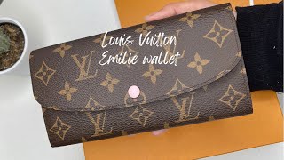 Louis Vuitton Emilie wallet rose ballerine unboxing [upl. by Amocat]