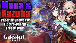 Kazuha  Mona is INSANE Vaporize Electro Charge Freeze Team  DPS showcase  Genshin Impact [upl. by Nirra]