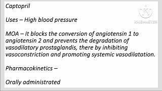 Captopril  Pharmacology [upl. by Liliane]