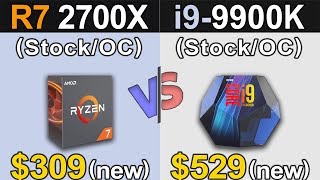 Ryzen 7 2700X Vs i99900K  Stock and Overclock  New Games Benchmarks [upl. by Skylar]