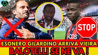 TERREMOTO GENOA Esonerato Gilardino al suo posto Vieira e Balotelli sbotta Me ne vado questo è un [upl. by Aihsaei]