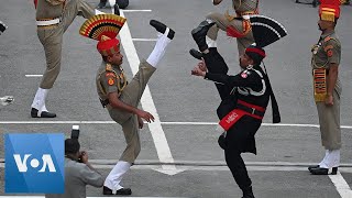 Guards at IndiaPakistan Border Perform Independence Day Ceremony [upl. by Ayat296]