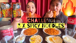 3 x Spicy Noodles Challenge  Buda Budi Food Challenge  Super Hot🔥Noodles Eating Challenge [upl. by Milty]