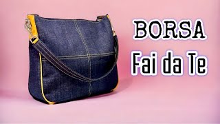 Tutorial BORSA di JEANS  BORSA fai da te  Come cucire una BORSA con cerniera  Handmade BAG  DIY [upl. by Colman]