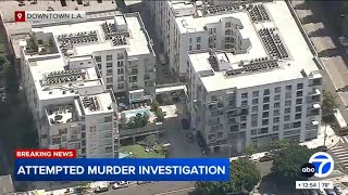 Attempted murder investigation underway at apartment building in downtown LA [upl. by Gayner]