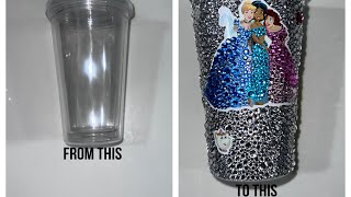 DIY CUSTOM BLINGED DISNEY PRINCESS TUMBLER CUP [upl. by Narrat]