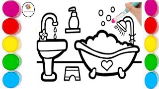 Drawing Cute bathrooms for Children  bathroom drawing kaise banaen Lets Draw Together [upl. by Pardew839]