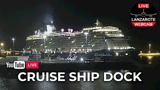 Lanzarote Cruise Ship Dock Mein Shiff maneuver docking [upl. by Ellehcem]