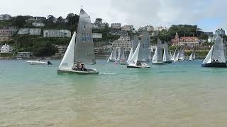 Salcombe Gin Merlin Rocket Week 2024 Wednesday Afternoon Race Start by Malcolm Mackley [upl. by Eneloj]