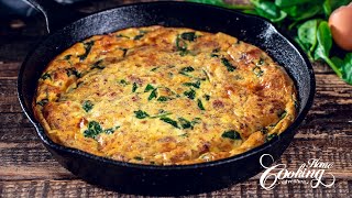 Crustless Spinach Bacon Quiche  GlutenFree Skillet Quiche [upl. by Edge488]