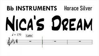 Nicas Dream Bb Instruments Sheet Music Backing Track Play Along Partitura [upl. by Yurik]