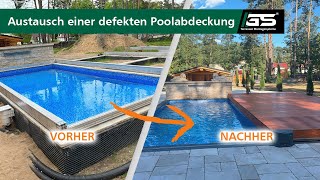 Austausch einer defekten Poolabdeckung  Wie ein begeh amp fahrbares Pooldeck korrekt gebaut wird [upl. by Kyd]