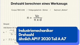 Drehzahl berechnen AP1 F2020 TeilA Aufgabe7 [upl. by Seely]