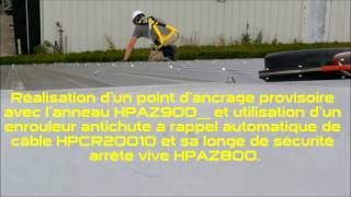 HarnaisPro Travaux en hauteur Ancrage sur couverture  évolution avec un enrouleur antichute [upl. by Nazarius83]