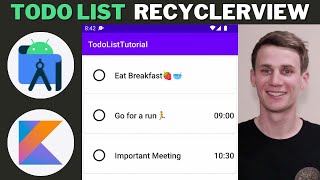 To Do List App using Recycler View Android Studio Kotlin Example Tutorial [upl. by Anisah]