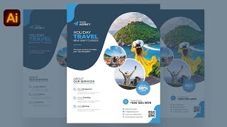 How to Create a Flyer in Adobe Illustrator Travel Agency Flyer [upl. by Barbi]