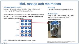 Kemiska beräkningar  Substansmängd massa och molmassa [upl. by Yrohcaz]