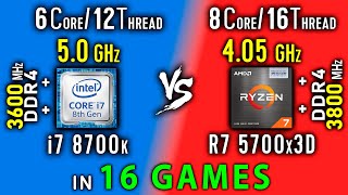 i7 8700k vs Ryzen 7 5700x3D Test in 16 Games or i7 8700K OC vs R7 5800x3D [upl. by Chambers984]