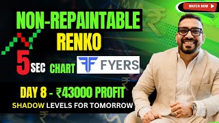 Day 8 43000 profit  Option Buying with NonRepaintableRenko in NiftyBankNifty in Fyers using 5sec [upl. by Aimet]