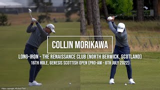 Collin Morikawa Golf Swing Long Iron DTL amp FO Genesis Scottish Open North Berwick UK July 2022 [upl. by Gnouhc]